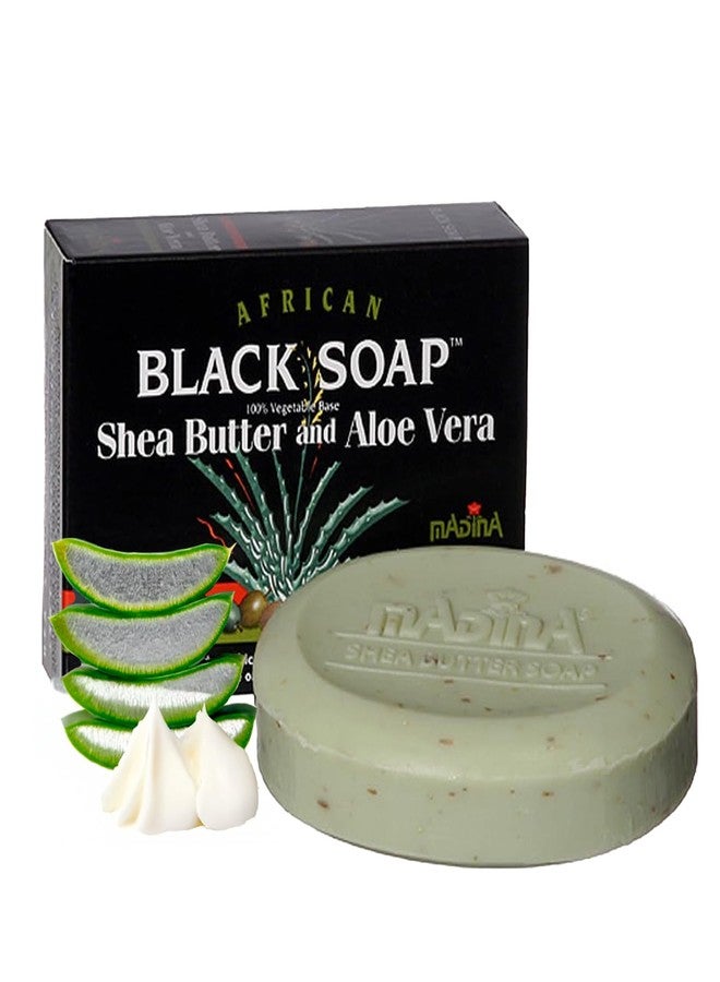 Madina African Black Soap Bar – Shea Butter, Aloe Vera, Moisturizing, Gentle Exfoliating, 100% Vegetable-Based, For All Skin Types, Face & Body Cleanser, 6 Pack (3.5 oz Each) - Image 1